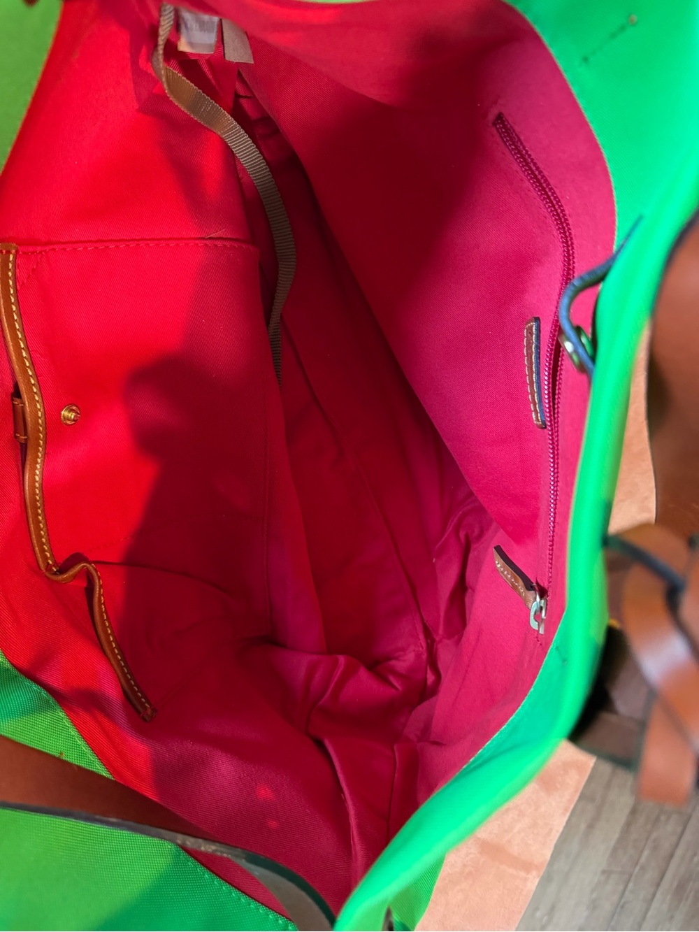 Dooney & Bourke Green Tote with Brown Leather Handles - Picture 9 of 9
